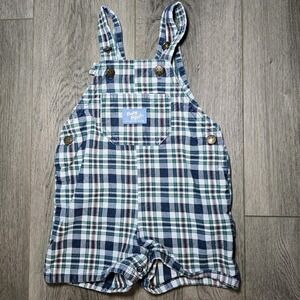 VTG Baby Bgosh Shortall Coveralls Size‎ 18 Months USA Green & Blue Plaid Toddler